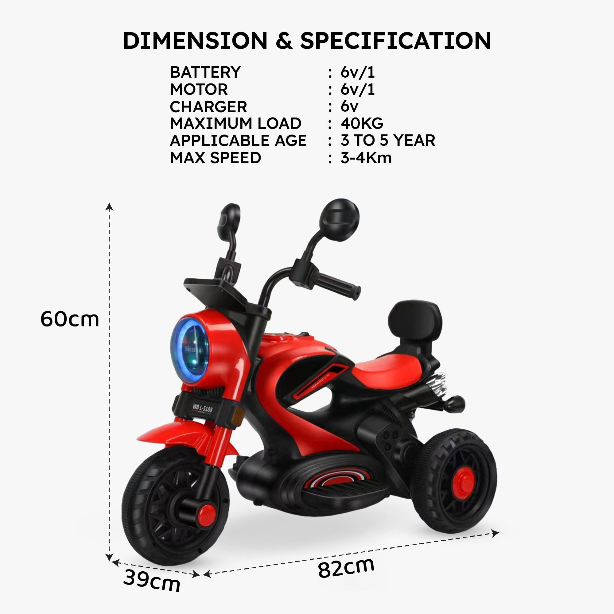Jammbo Super Harley - Red (Age 1-5)