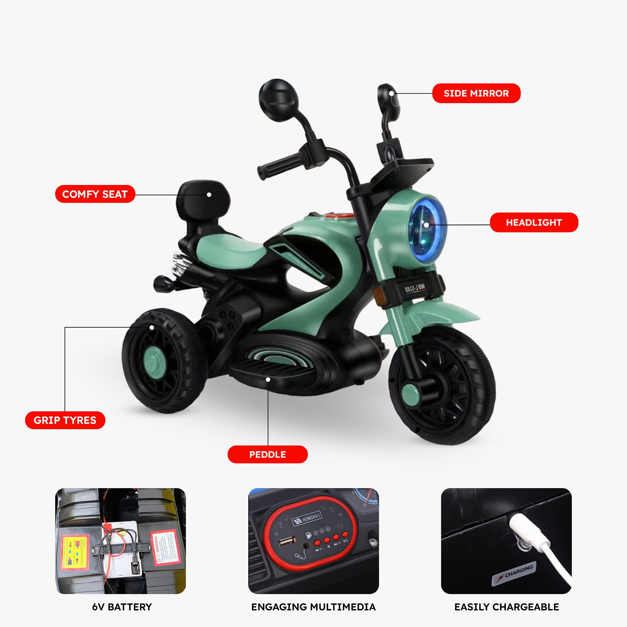 Jammbo Super Harley - Green (Age 1-5)