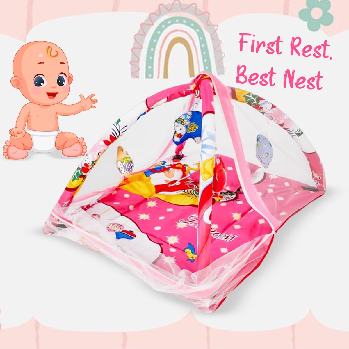 Jammbo Newborn Baby Bedding Set (Pink/Bed)